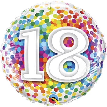 18 In. 18 Rainbow Confetti Balloon